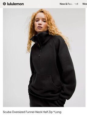 Lululemon Scuba Oversized Funnel-Neck Half Zip Long | Black | Size XS